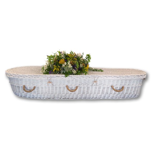 White Willow Casket - Includes Personalized Bamboo Plaque - Ground Shipping Included